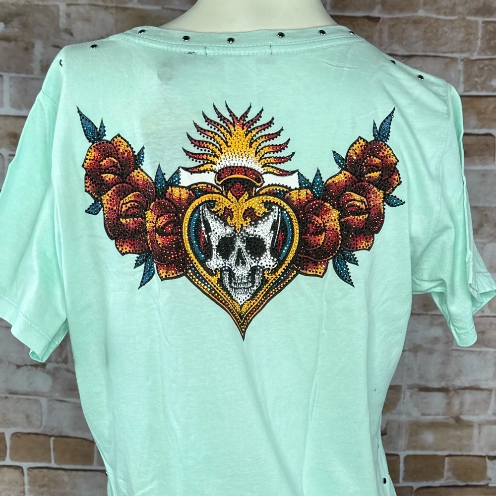 Affliction Black Label Women’s Short Sleeve Graphic Scoop Tee-Multiple Sizes-NWT - Picture 8 of 10